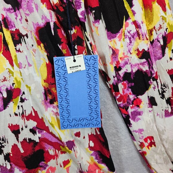 NWT Blouse Simply Vera Womens XL Colorful Asymmetrical Knit Stretch Bold Festive - Picture 8 of 13